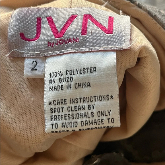 JVN BY JOVANI PROM PAGEANT FORMAL LONG MAXI DRESS GOWN silver nude cutout 2 - Picture 5 of 16